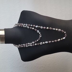 Elegant Silver, Clear and Gray/Pewter Beaded Necklace